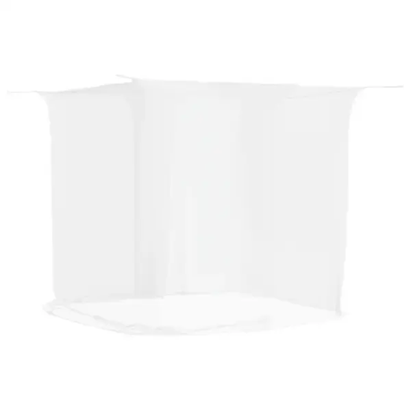 Rippuv ristkülikukujuline sääsevõrk voodile, valge polüester, 220 x 120 x 150 cm – 2