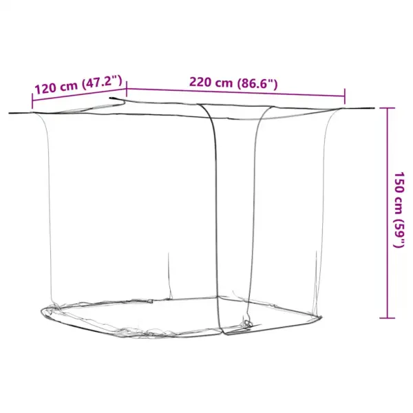 Rippuv ristkülikukujuline sääsevõrk voodile, valge polüester, 220 x 120 x 150 cm – 8