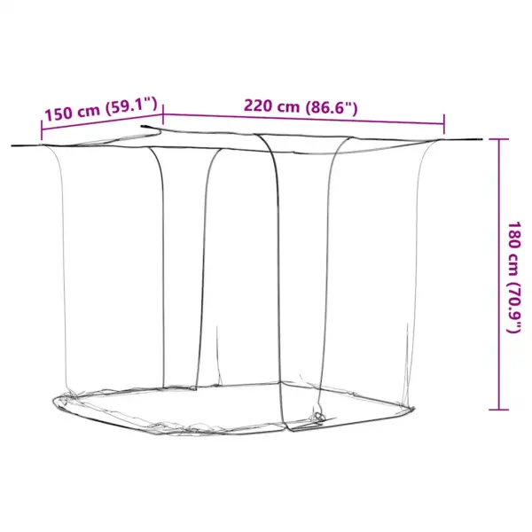 Rippuv ristkülikukujuline sääsevõrk voodile, valge, 220 x 150 x 180 cm – 7