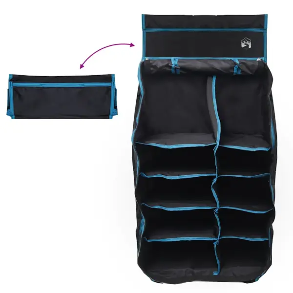 Rippuv telgi korraldaja 10 taskuga, must, Oxford-kangas, 40,5 x 25 x 80 cm – 12