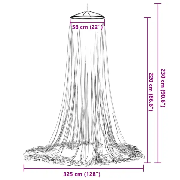 Riputatav sääsevõrk voodile, valge polüester, rõngas 56 cm, kõrgus 220 cm – 7