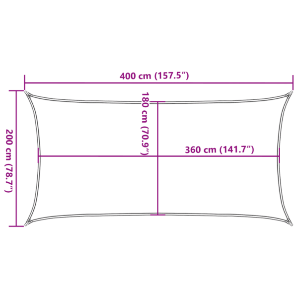 Ristkülikukujuline HDPE päikesepuri, beež, 2 x 4 m – 10