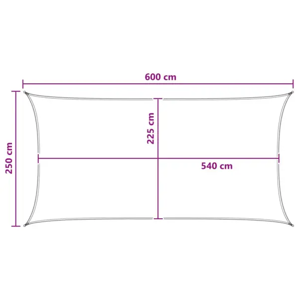 Ristkülikukujuline HDPE päikesepuri, helehall-valge, 2,5 x 6 m – 8
