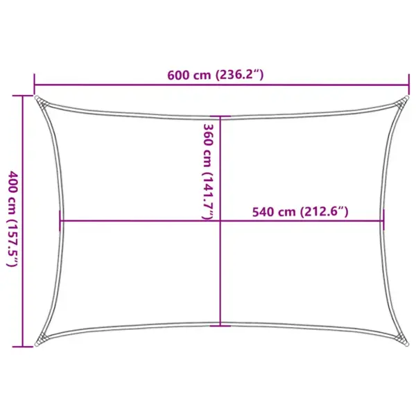 HDPE päikesepuri ristkülikukujuline, beež, 4 x 6 m – 10