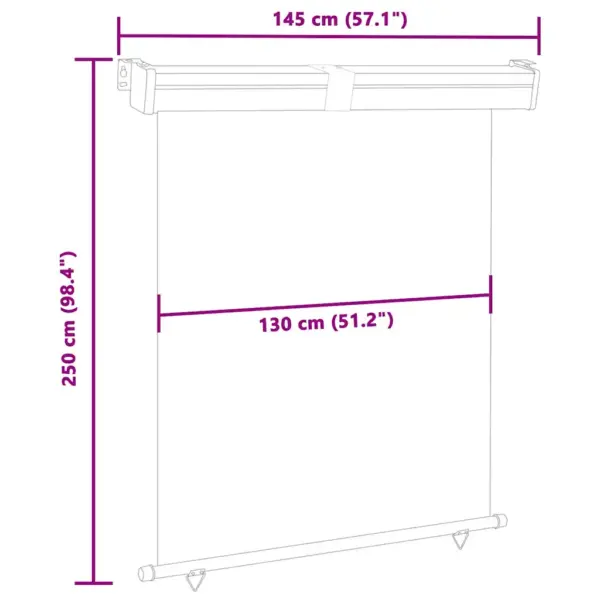 Rõdu külgmarkiis privaatsuse ja tuulekaitsega, kreemjasvalge, 145 x 250 cm – 10