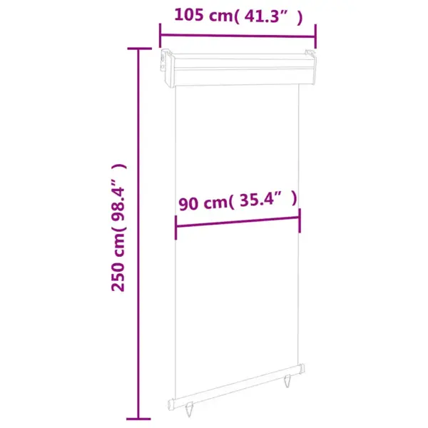 Rõdu külgsein UV- ja veekindla rullkardinaga, hall, 105 x 250 cm – 10