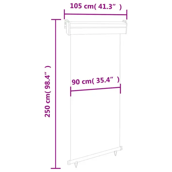 Rõdu vertikaalne külgsein ruloo, UV- ja veekindel, must, 105 x 250 cm – 10