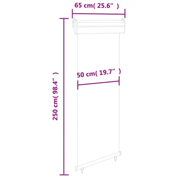 Rõdu privaatsuse külgsein rulookardin, hall, 65 x 250 cm – 10
