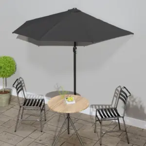 Rõdu päikesevari poolümmargune, antratsiithall, vändaga, alumiiniumpost 38 mm, 270 x 144 cm