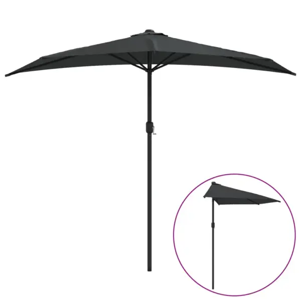 Rõdu päikesevari poolümmargune, antratsiithall, vändaga, alumiiniumpost 38 mm, 270 x 144 cm – 2