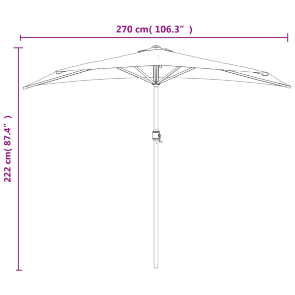 Poolümar rõdu päevavari alumiiniumpostiga, pruunikashall, 270 x 144 cm – 9