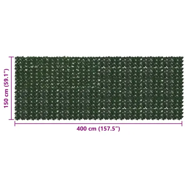 Rõdu privaatsusekraan lehemustriga, tumeroheline, 400 x 150 cm – 5