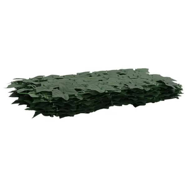 Rõdu privaatsusekraan lehemustriga, tumeroheline, polüetüleen ja kangas, 500 x 100 cm – 2
