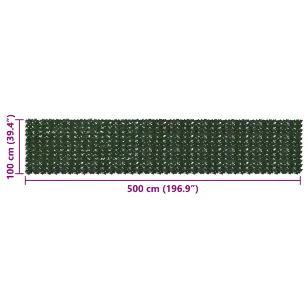 Rõdu privaatsusekraan lehemustriga, tumeroheline, polüetüleen ja kangas, 500 x 100 cm – 5