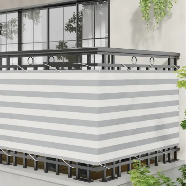 Rõdu privaatsuskate helehall-valge, Oxfordi kangas, UV- ja veekindel, 100 x 300 cm - 3