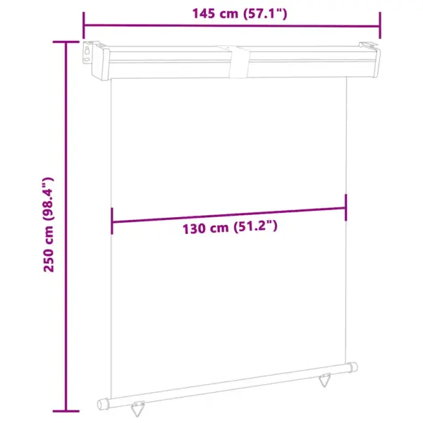 Rõdu vertikaalne külgsein, UV- ja veekindel, automaatse tagasikerimisega, punane, 145 x 250 cm – 10
