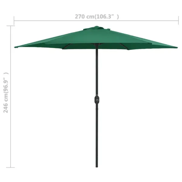 Roheline aia päikesevari õhuventilatsiooni ja vändamehhanismiga, alumiiniumpostiga, 270 x 246 cm - 7