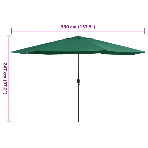 Aia päikesevari vändamehhanismi ja metallpostiga, roheline, 390 cm - 7