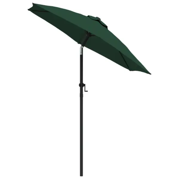 Kallutatav päikesevari vändaga, roheline ja tumehall, 200 cm, alumiiniumvarrega – 3
