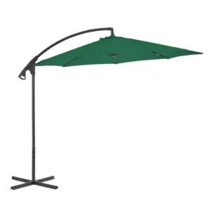 Konsooldisainiga päikesevari ristalusega, roheline, 300 cm