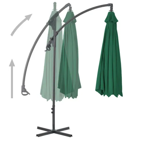 Konsooldisainiga päikesevari ristalusega, roheline, 300 cm - 3