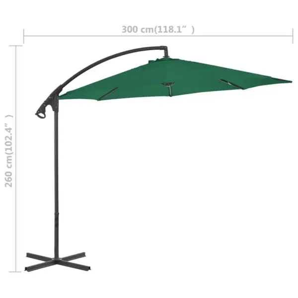 Konsooldisainiga päikesevari ristalusega, roheline, 300 cm - 7
