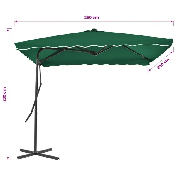Päikesevari teraspostiga, 360° pöörlev, roheline, 250 x 250 cm – 6