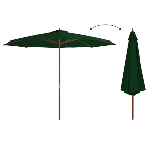 Roheline päikesevari bambus- ja lehtpuupostiga, 350 cm – 3