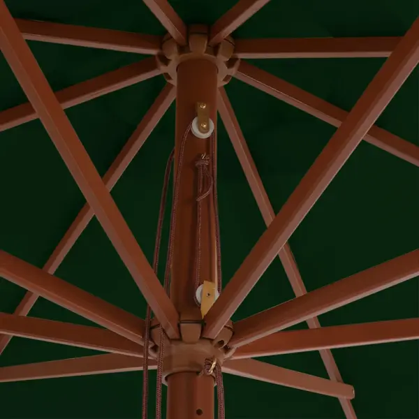Roheline päikesevari bambus- ja lehtpuupostiga, 350 cm – 4
