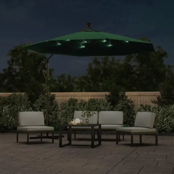 Rippuv päikesevari LED-valgustusega, roheline, 300 cm - 3