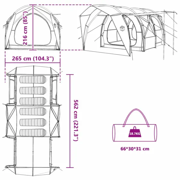 Roheline tunnelitelk terasraami ja võrguakendega, 562 x 265 x 216 cm – 13