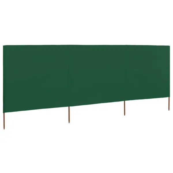 Roheline tuulekaitse sein 3 paneeliga, mittekootud kangas ja puitpostid, 400 x 160 cm - 2