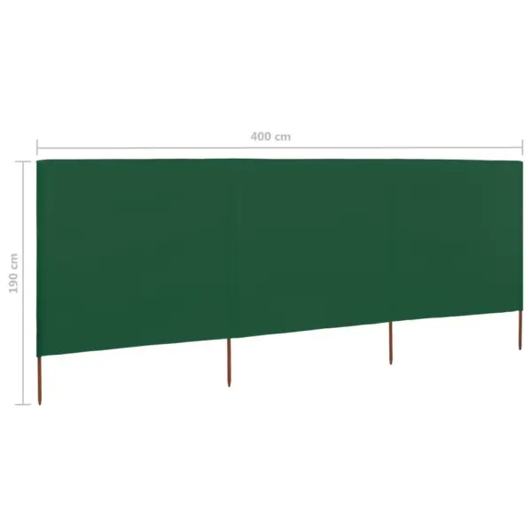 Roheline tuulekaitse sein 3 paneeliga, mittekootud kangas ja puitpostid, 400 x 160 cm - 6