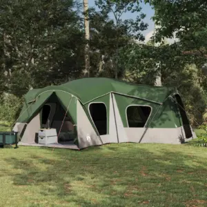 Vihmakindel peretelk akende ja õmmeldud ruumieraldajaga, roheline, 610 x 610 x 210 cm, 185T polüster PU-kattega