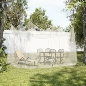 Ristkülikukujuline sääsevõrk õue, valge polüester, 220 auku/ruuttoll, 300 x 300 x 250 cm