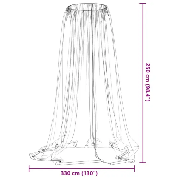 Ümmargune sääsevõrk päikesevarjule, tõmblukuga, must, 330 x 250 cm – 6