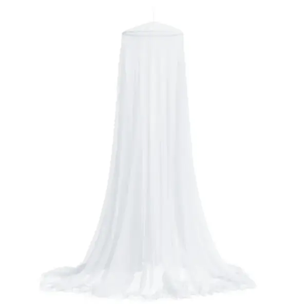 Valge sääsevõrk voodile, polüester, A-kujuline, rõnga läbimõõt 56 cm, kõrgus 220 cm, sobib 140–160 cm voodile – 2