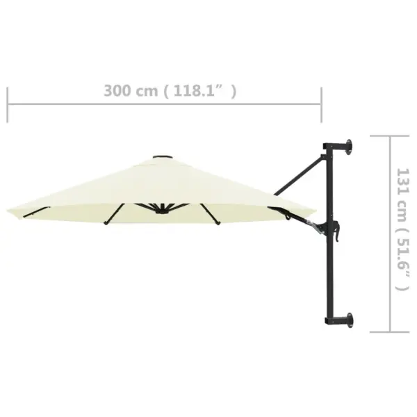 Seinale kinnitatav päevavari vändasüsteemiga, liivakarva, 300 cm - 8