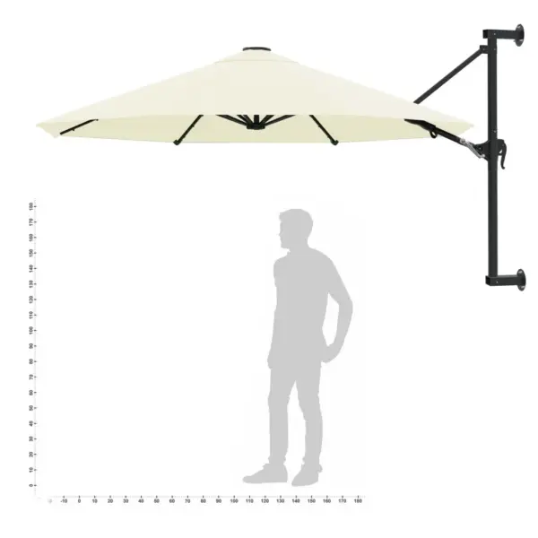 Seinale kinnitatav päevavari vändasüsteemiga, liivakarva, 300 cm - 9