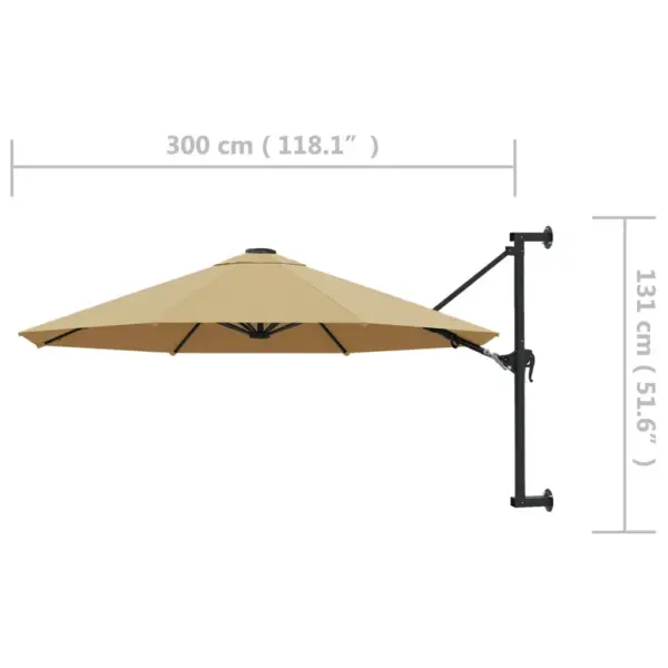 Seinale kinnitatav päevavari vändamehhanismiga, pruunikashall, 300 cm - 8
