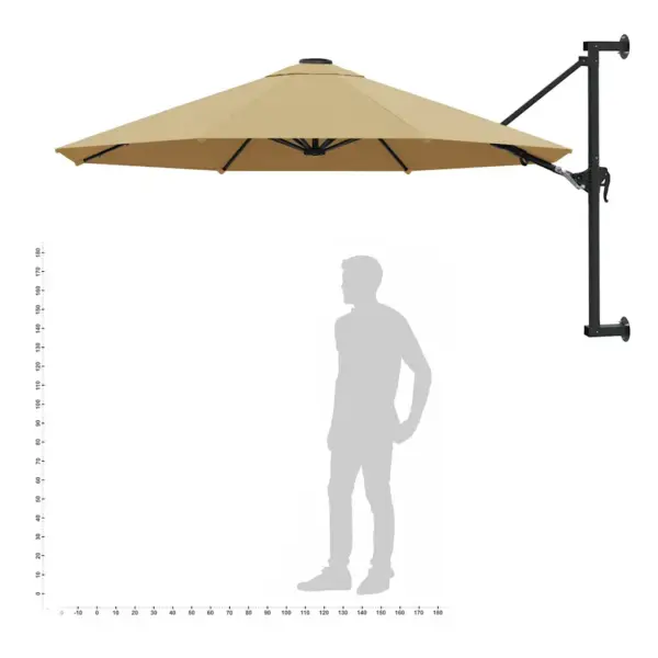 Seinale kinnitatav päevavari vändamehhanismiga, pruunikashall, 300 cm - 9