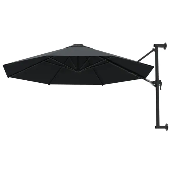 Seinale kinnitatav metallpostiga päikesevari vändasüsteemiga, antratsiithall, 300 cm - 3
