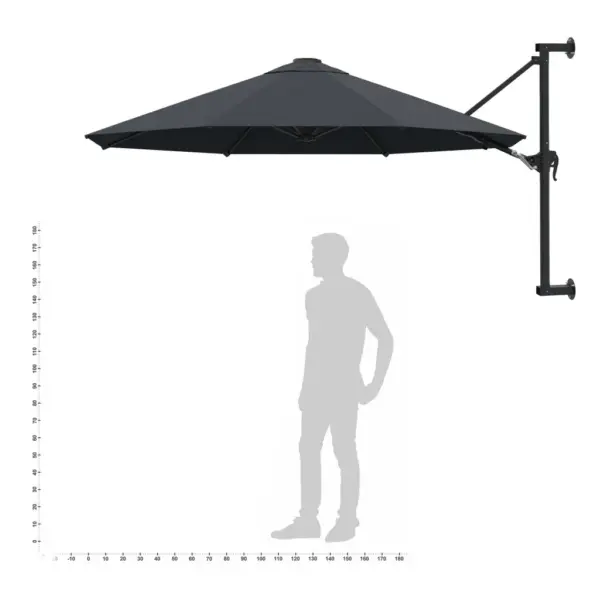 Seinale kinnitatav metallpostiga päikesevari vändasüsteemiga, antratsiithall, 300 cm - 9