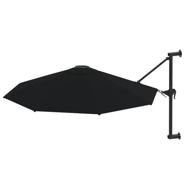 Seinale kinnitatav päikesevari vändasüsteemiga, 300 cm, must, kangast ja metallist - 2