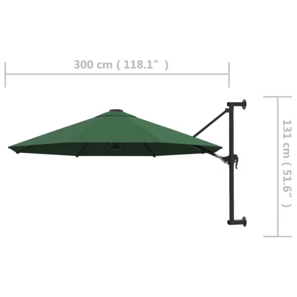 Seinale kinnitatav päikesevari vändasüsteemiga, 300 cm, roheline - 8