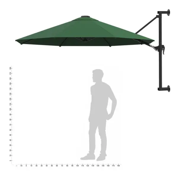 Seinale kinnitatav päikesevari vändasüsteemiga, 300 cm, roheline - 9