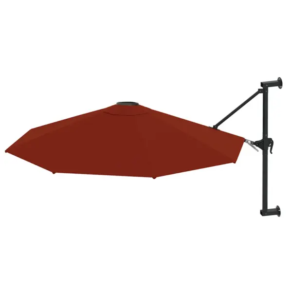 Seinale kinnitatav päikesevari metallpostiga, vändasüsteemiga, terrakota, 300 cm - 2