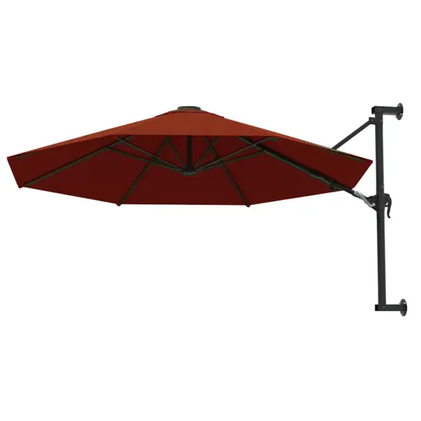 Seinale kinnitatav päikesevari metallpostiga, vändasüsteemiga, terrakota, 300 cm - 3