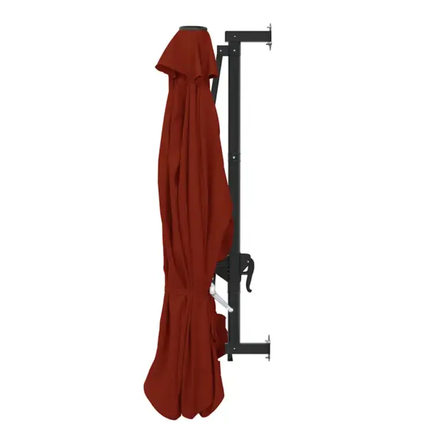 Seinale kinnitatav päikesevari metallpostiga, vändasüsteemiga, terrakota, 300 cm - 5