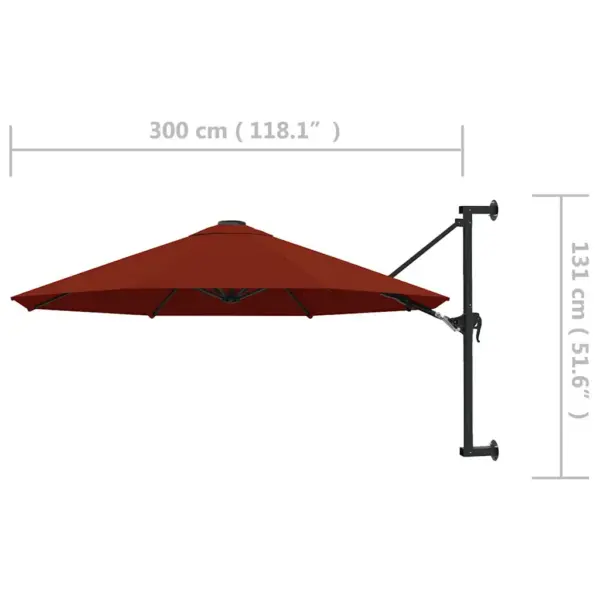 Seinale kinnitatav päikesevari metallpostiga, vändasüsteemiga, terrakota, 300 cm - 8